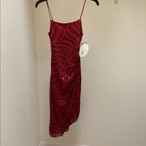 Red sparkly skinny strap party dress